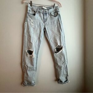 Eunina Women Low Rise Light Denim Distressed Boyfriend Jeans